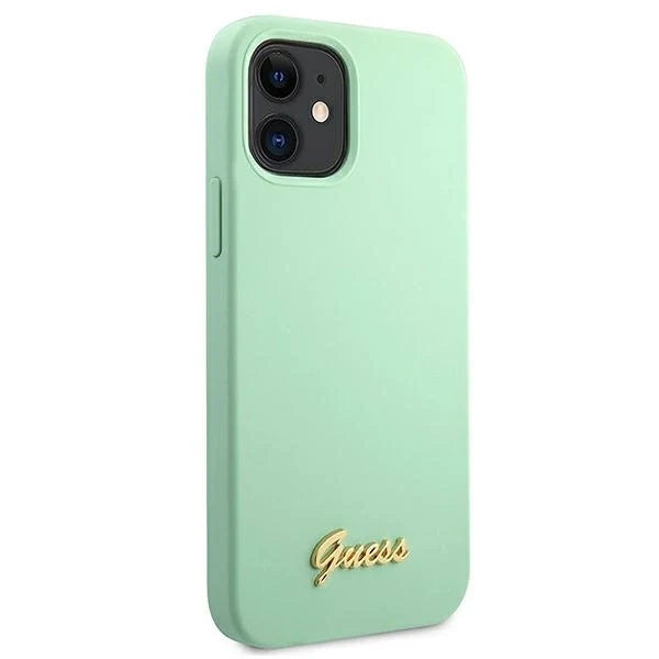 Guess GUHCP12SLSLMGGN iPhone 12 mini 5.4’’ green/green hardcase Metal Logo Script - Cell phone cases