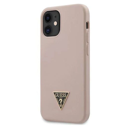 Guess GUHCP12SLSTMLP iPhone 12 mini 5.4’’ light pink/light pink hardcase Silicone Triangle Logo - Cell phone cases