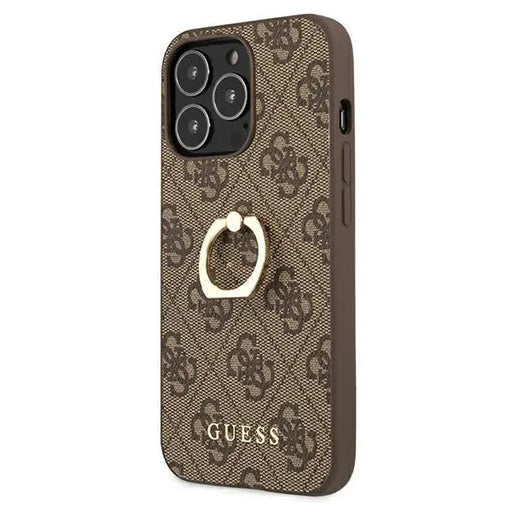 Guess GUHCP13L4GMRBR iPhone 13 Pro / 13 6.1’’ brown/brown hardcase 4G with ring stand - Cell phone cases