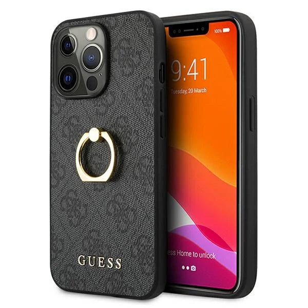 Guess GUHCP13L4GMRGR iPhone 13 Pro / 13 6.1’’ grey/grey hardcase 4G with ring stand - Cell phone cases