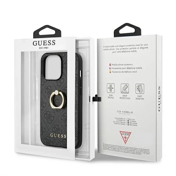 Guess GUHCP13L4GMRGR iPhone 13 Pro / 13 6.1’’ grey/grey hardcase 4G with ring stand - Cell phone cases