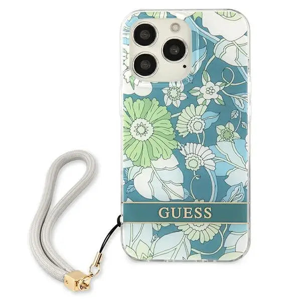 Guess GUHCP13LHFLSN iPhone 13 Pro / 13 6.1’’ green/green hardcase Flower Strap - Cell phone cases and covers<<<HurtelXML
