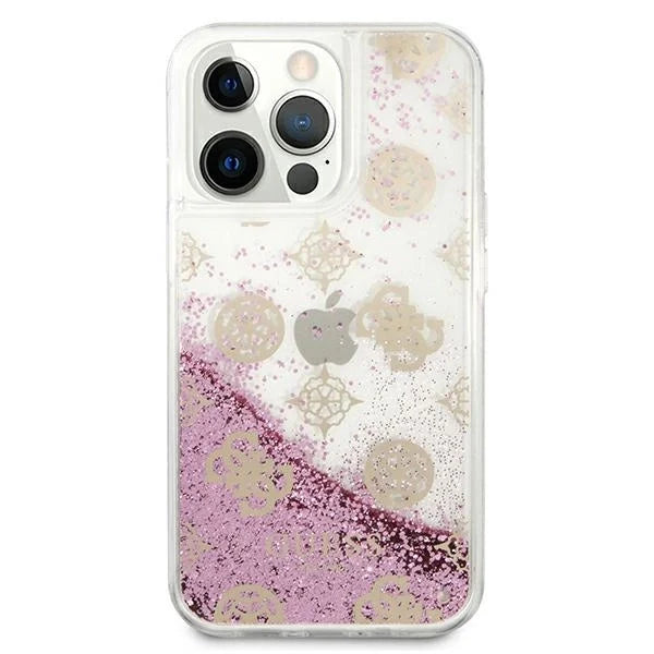 Guess GUHCP13LLGPEPI iPhone 13 Pro / 13 6,1’’ różowy/pink hardcase Peony Liquid Glitter - Cell phone cases