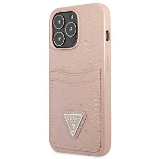 Guess GUHCP13LPSATPP iPhone 13 Pro / 13 6.1 ’pink / pink hardcase SaffianoTriangle Logo Cardslot - Cell phone cases