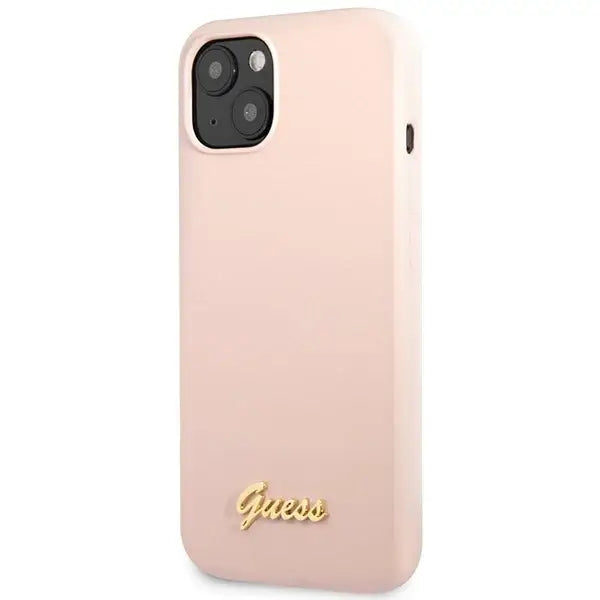 Guess GUHCP13MLSLMGLP iPhone 13 6.1’’ light pink/light pink hardcase Silicone Script Gold Logo - Cell phone cases