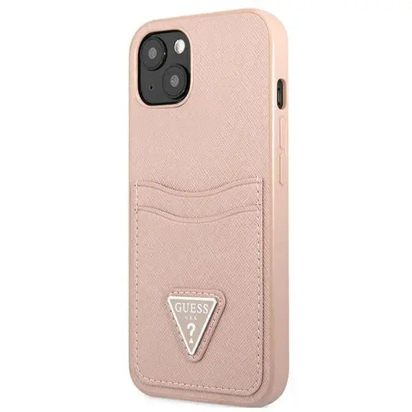 Guess GUHCP13MPSATPP iPhone 13 6.1 ’pink / pink hardcase SaffianoTriangle Logo Cardslot - Cell phone cases