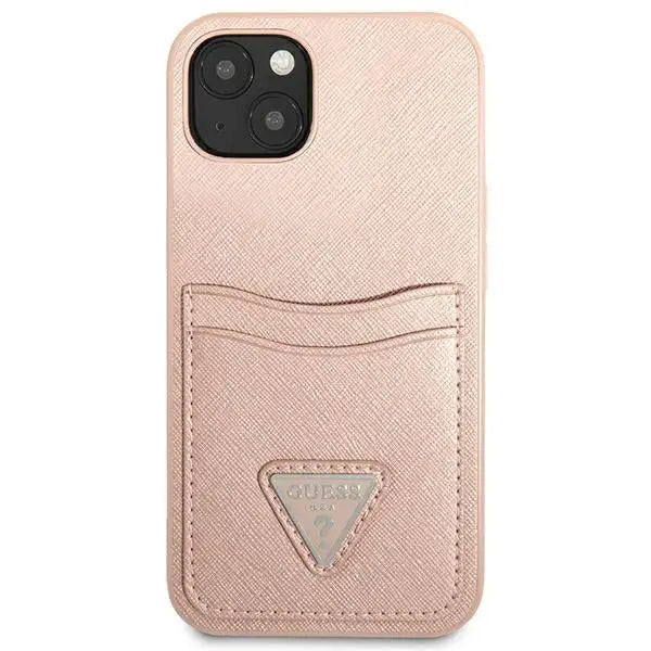 Guess GUHCP13MPSATPP iPhone 13 6.1 ’pink / pink hardcase SaffianoTriangle Logo Cardslot - Cell phone cases