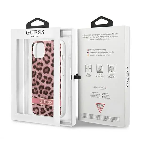 Guess GUHCP13SHSLEOP iPhone 13 mini 5.4’’ pink/pink hardcase Leopard - Cell phone cases and covers<<<HurtelXML
