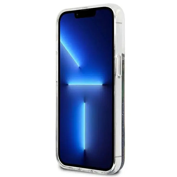 Guess GUHCP13SLFLSB iPhone 13 mini 5.4’’ blue/blue hardcase Flower Liquid Glitter - Cell phone cases