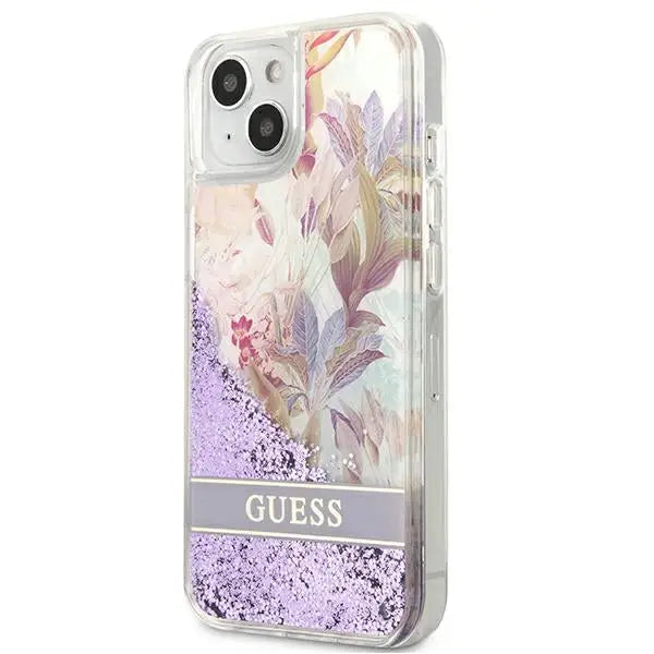 Guess GUHCP13SLFLSU iPhone 13 mini 5.4’’ purple/purple hardcase Flower Liquid Glitter - Cell phone cases