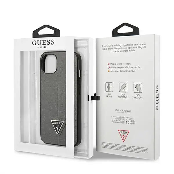 Guess GUHCP13SPSATLG iPhone 13 mini 5,4 ’silver / silver hardcase SaffianoTriangle Logo - Cell phone cases