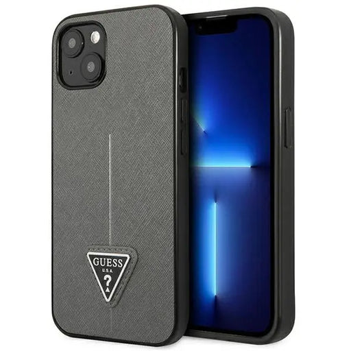 Guess GUHCP13SPSATLG iPhone 13 mini 5,4 ’silver / silver hardcase SaffianoTriangle Logo - Cell phone cases