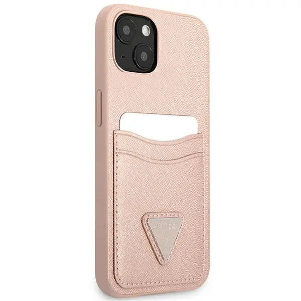 Guess GUHCP13SPSATPP iPhone 13 mini 5,4 ’pink / pink hardcase SaffianoTriangle Logo Cardslot - Cell phone cases