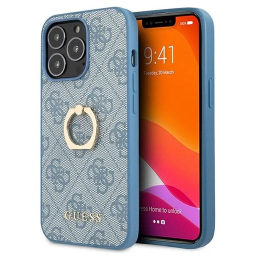 Guess GUHCP13X4GMRBL iPhone 13 Pro Max 6,7’’ niebieski/blue hardcase 4G with ring stand - Cell phone cases