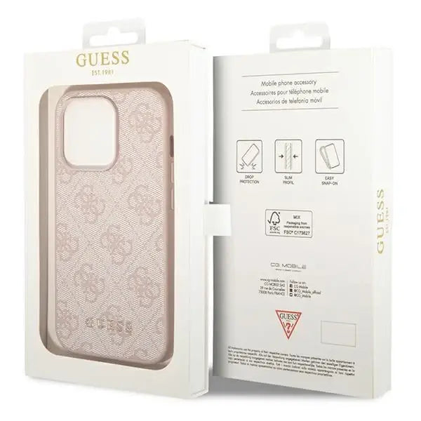 Guess GUHCP14LG4GFPI iPhone 14 Pro 6,1’’ różowy/pink hard case 4G Metal Gold Logo - Cell phone cases