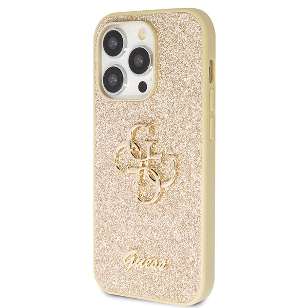 Guess GUHCP14LHG4SGD case for iPhone 14 Pro - gold Glitter Script Big 4G - Cell phone cases and covers<<<HurtelXML