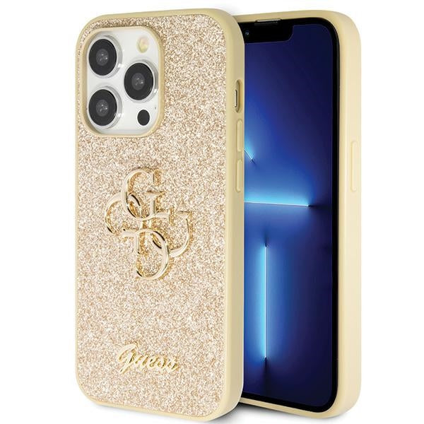 Guess GUHCP14LHG4SGD case for iPhone 14 Pro - gold Glitter Script Big 4G - Cell phone cases and covers<<<HurtelXML