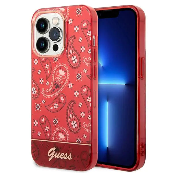 Guess GUHCP14LHGBNHR iPhone 14 Pro 6.1’’ red/red hardcase Bandana Paisley - Cell phone cases and covers<<<HurtelXML