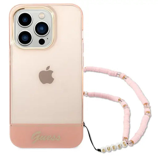 Guess GUHCP14LHGCOHP iPhone 14 Pro 6.1’’ pink/pink hardcase Translucent Pearl Strap - Cell phone cases