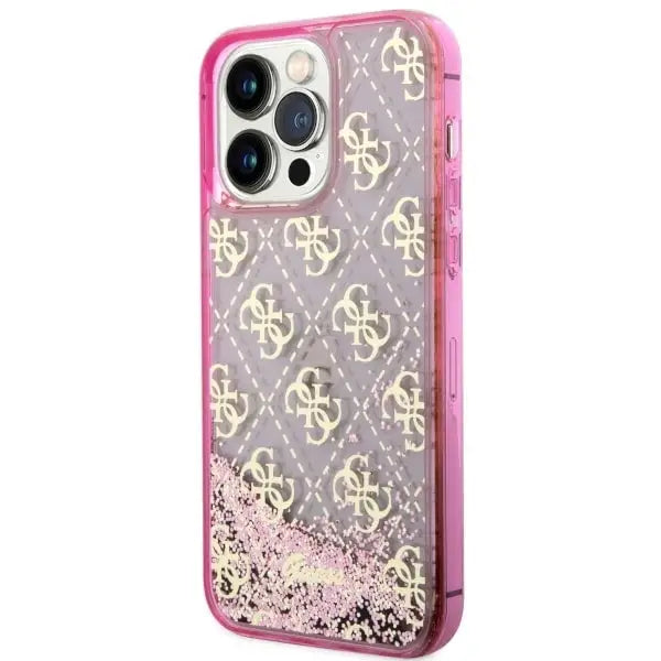 Guess GUHCP14LLC4PSGP iPhone 14 Pro 6.1’’ pink/pink hardcase Liquid Glitter 4G Transculent - Cell phone cases
