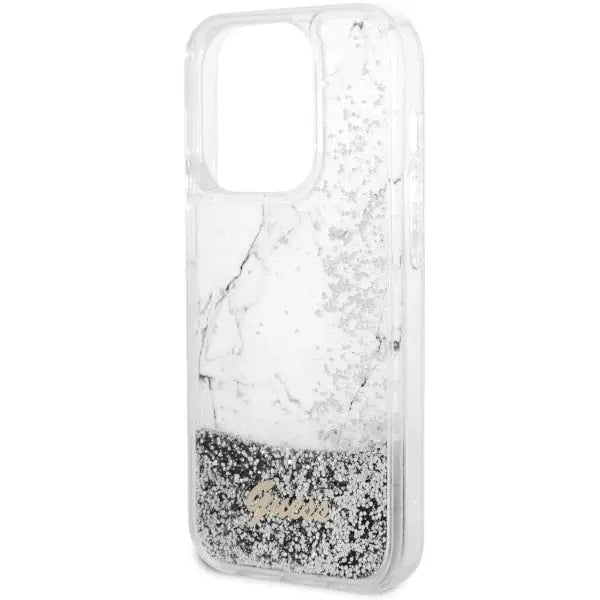 Guess GUHCP14LLCSGSGH iPhone 14 Pro 6.1’’ white/white hardcase Liquid Glitter Marble - Cell phone cases