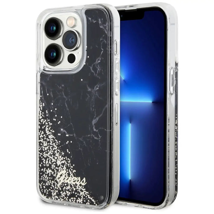 Guess GUHCP14LLCSGSGK iPhone 14 Pro 6.1’’ black/black hardcase Liquid Glitter Marble - Cell phone cases