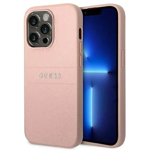 Guess GUHCP14LPSASBPI iPhone 14 Pro 6,1’’ różowy/pink Saffiano Strap - Cell phone cases and covers<<<HurtelXML