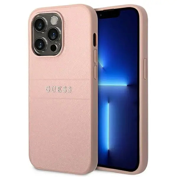 Guess GUHCP14LPSASBPI iPhone 14 Pro 6,1’’ różowy/pink Saffiano Strap - Cell phone cases and covers<<<HurtelXML