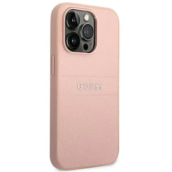 Guess GUHCP14LPSASBPI iPhone 14 Pro 6,1’’ różowy/pink Saffiano Strap - Cell phone cases and covers<<<HurtelXML