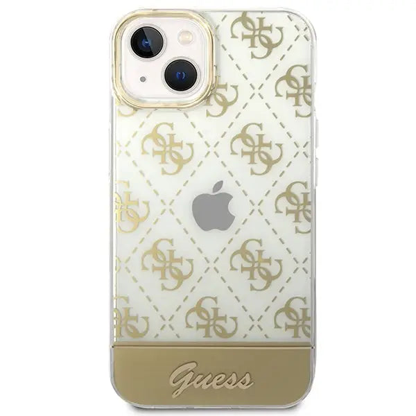 Guess GUHCP14MHG4MHG iPhone 14 Plus 6.7 ’gold / gold hardcase 4G Pattern Script - Cell phone cases