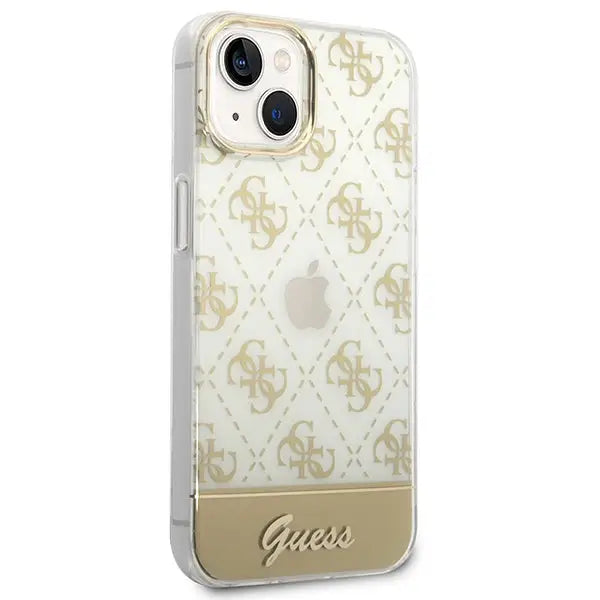 Guess GUHCP14MHG4MHG iPhone 14 Plus 6.7 ’gold / gold hardcase 4G Pattern Script - Cell phone cases