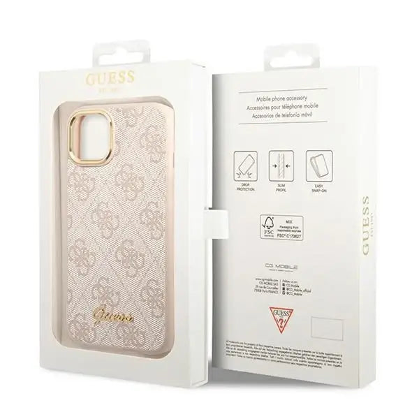 Guess GUHCP14MHG4SHP iPhone 14 Plus 6.7 ’pink / pink hard case 4G Vintage Gold Logo - Cell phone cases