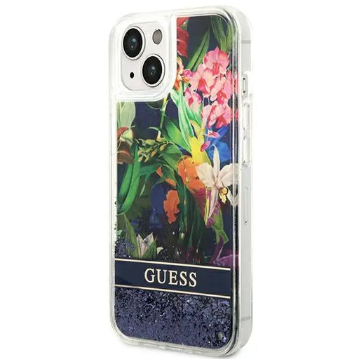 Guess GUHCP14MLFLSB iPhone 14 Plus 6.7 ’blue / blue hardcase Flower Liquid Glitter - Cell phone cases