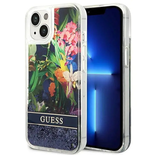 Guess GUHCP14MLFLSB iPhone 14 Plus 6.7 ’blue / blue hardcase Flower Liquid Glitter - Cell phone cases