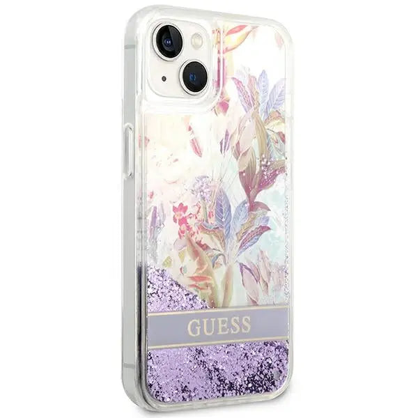 Guess GUHCP14MLFLSU iPhone 14 Plus 6.7 ’violet / purple hardcase Flower Liquid Glitter - Cell phone cases