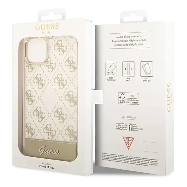 Guess GUHCP14SHG4MHG iPhone 14 6.1 ’gold / gold hardcase 4G Pattern Script - Cell phone cases and covers<<<HurtelXML