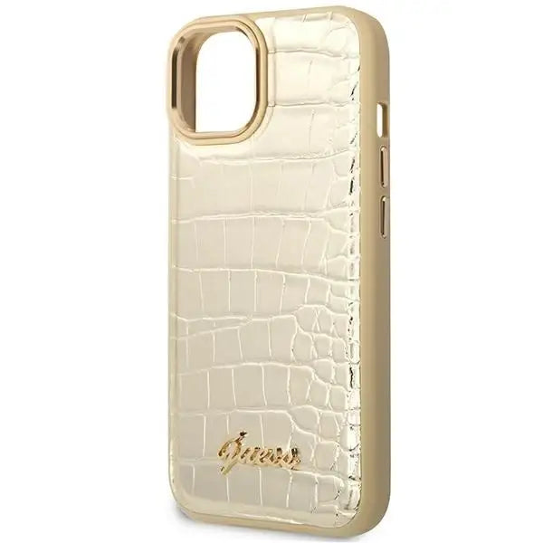 Guess GUHCP14SHGCRHD iPhone 14 6.1 ’gold / gold hardcase Croco Collection - Cell phone cases and covers<<<HurtelXML