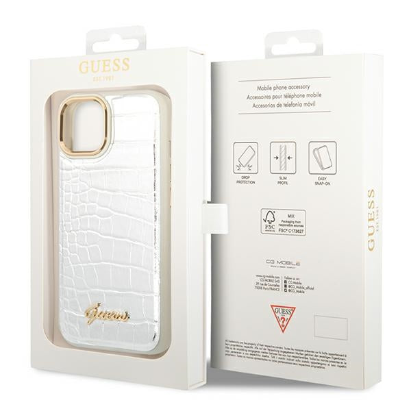 Guess GUHCP14SHGCRHS iPhone 14 6.1 ’silver / silver hardcase Croco Collection - Cell phone cases and covers<<<HurtelXML