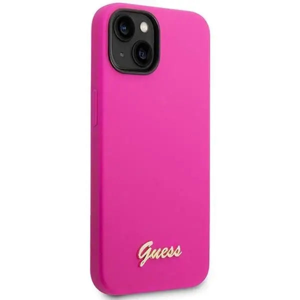 Guess GUHCP14SSLSMF iPhone 14 6.1’’ fuchsia/fuschia hard case Silicone Vintage Gold Logo - Cell phone cases