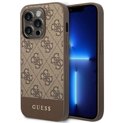 Guess GUHCP14XG4GLBR iPhone 14 Pro Max 6.7’’ brown/brown hard case 4G Stripe Collection - Cell phone cases