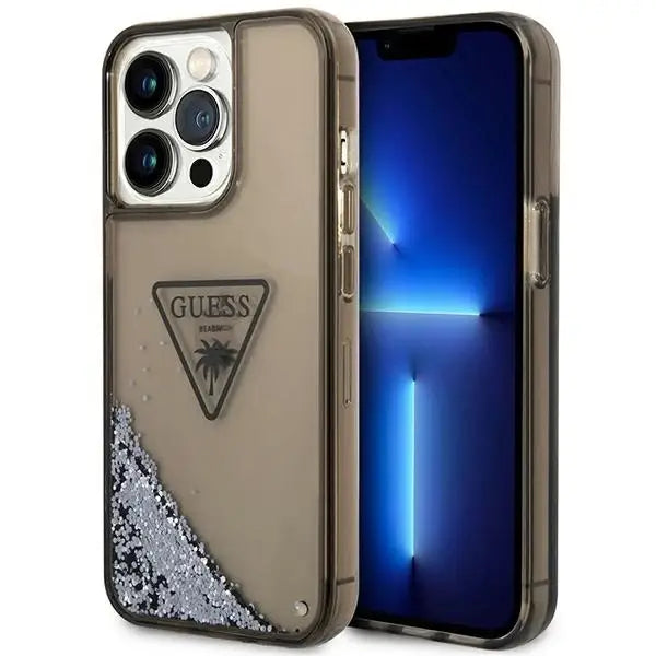 Guess GUHCP14XLFCTPK iPhone 14 Pro Max 6.7’’ black/black hardcase Liquid Glitter Palm Collection - Cell phone cases