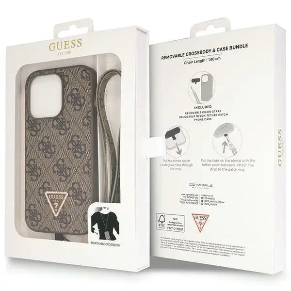 Guess GUHCP14XP4TDSCPW case for iPhone 14 Pro Max 6.7’’ - brown Crossbody 4G Metal Logo - Cell phone cases
