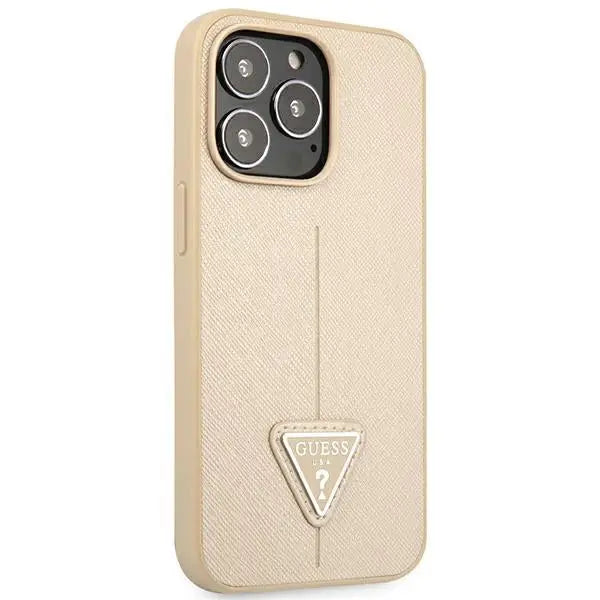 Guess GUHCP14XPSATLE iPhone 14 Pro Max 6,7 ’beige / beige hardcase SaffianoTriangle Logo - Cell phone cases