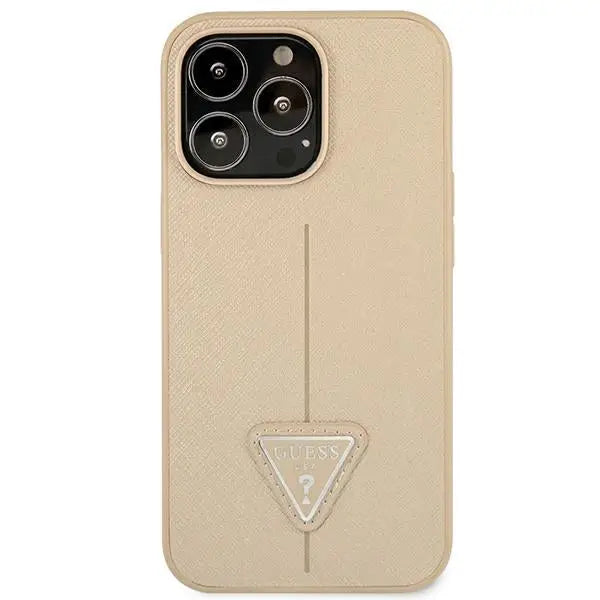 Guess GUHCP14XPSATLE iPhone 14 Pro Max 6,7 ’beige / beige hardcase SaffianoTriangle Logo - Cell phone cases
