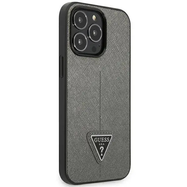 Guess GUHCP14XPSATLG iPhone 14 Pro Max 6.7 ’silver / silver hardcase SaffianoTriangle Logo - Cell phone cases