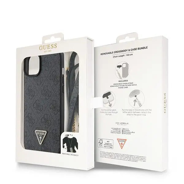 Guess GUHCP15MP4TDSCPK iPhone 15 Plus 6.7’’ black/black hardcase Crossbody 4G Metal Logo - Cell phone cases