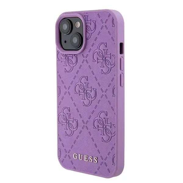 Guess GUHCP15SP4EPMU iPhone 15 6.1’’ purple/light purple hardcase Leather 4G Stamped - Cell phone cases
