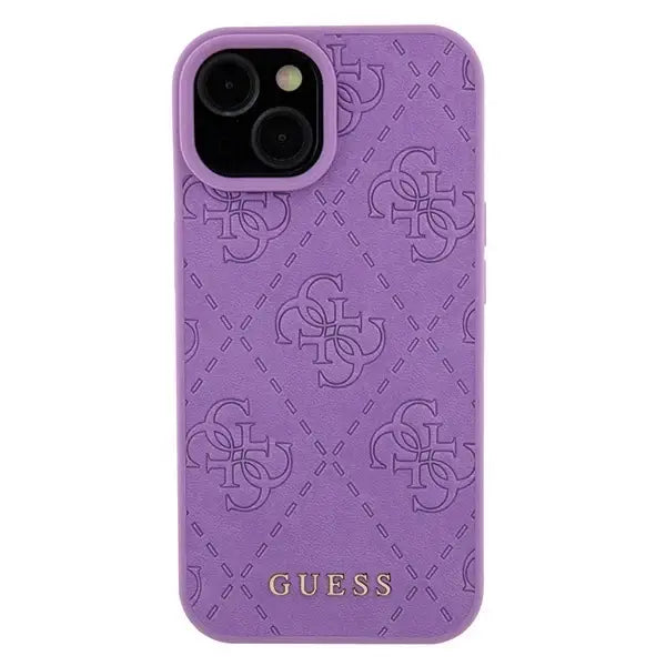 Guess GUHCP15SP4EPMU iPhone 15 6.1’’ purple/light purple hardcase Leather 4G Stamped - Cell phone cases