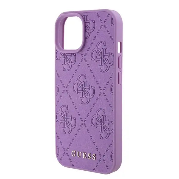 Guess GUHCP15SP4EPMU iPhone 15 6.1’’ purple/light purple hardcase Leather 4G Stamped - Cell phone cases