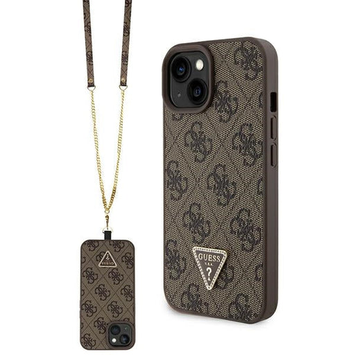 Guess GUHCP15SP4TDSCPW iPhone 15 6.1’’ brown/brown hardcase Crossbody 4G Metal Logo - Cell phone cases